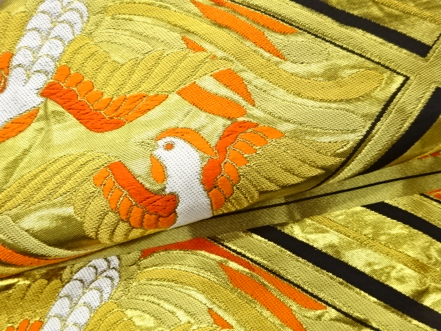  襷に鳳凰・桐模様織出し丸帯